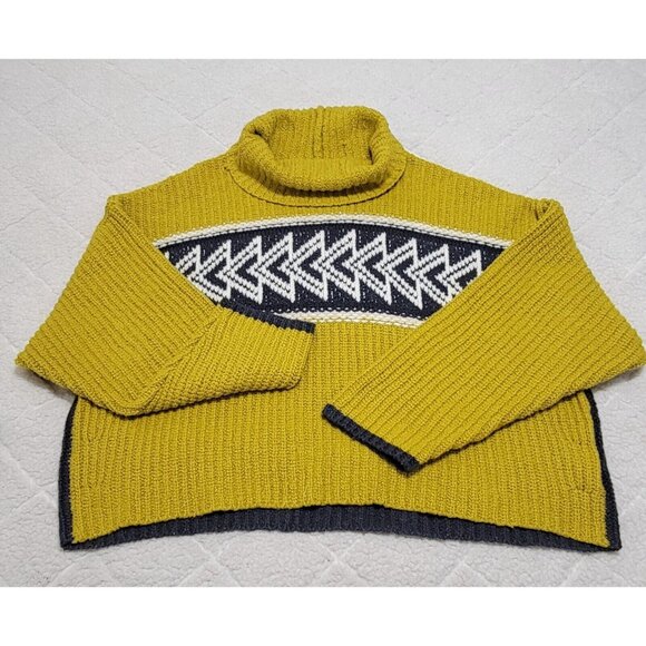 Free People Womens Yellow Pullover Cowl Neck Sweater Long Sleeve Size Large - Picture 4 of 12